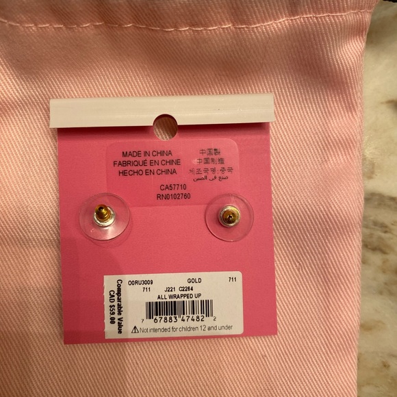 Kate Spade All Wrapped Up Golden Bow Earrings - Picture 4 of 4